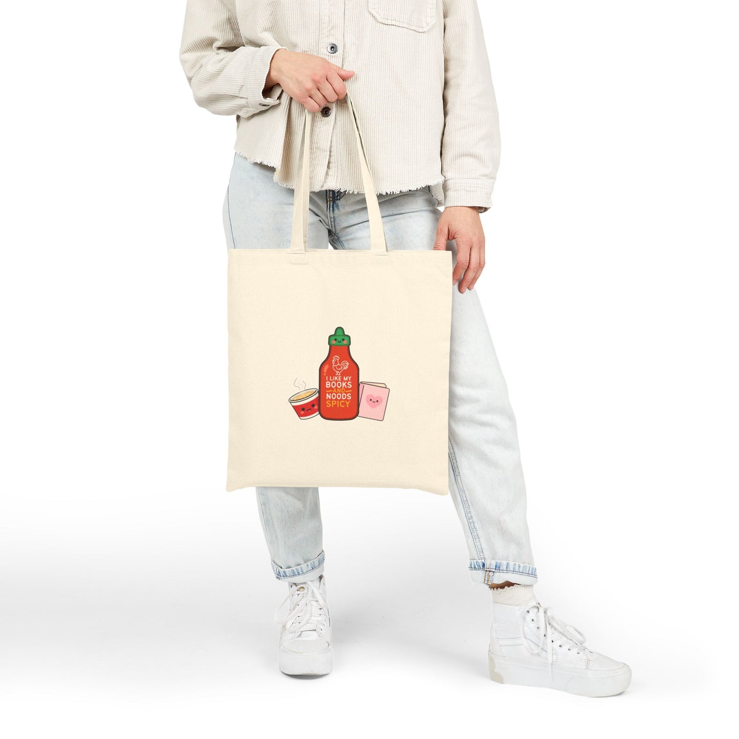 Spicy Reader Cotton Canvas Tote Bag - "Books & Noods"