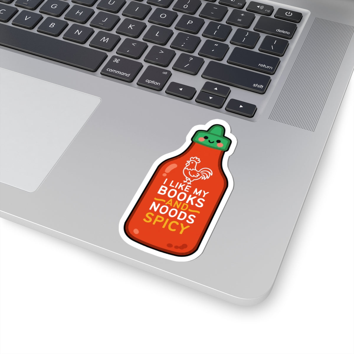 Spicy Sriracha Sticker — "Books & Noods"