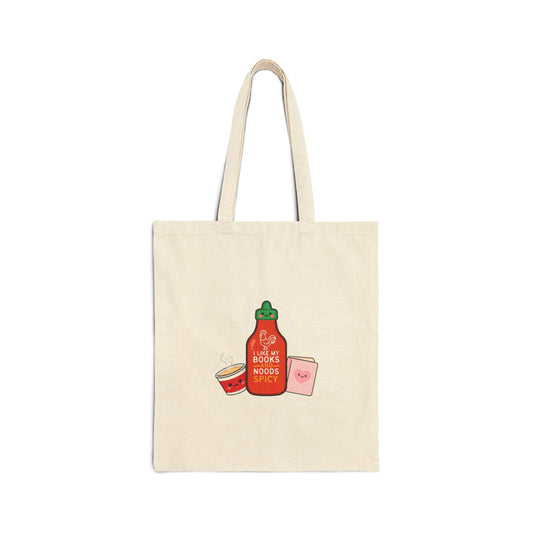 Spicy Reader Cotton Canvas Tote Bag - "Books & Noods"
