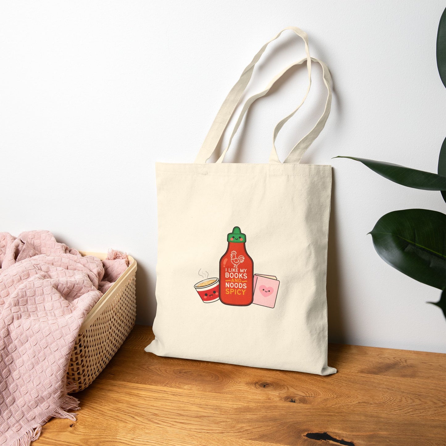 Spicy Reader Cotton Canvas Tote Bag - "Books & Noods"