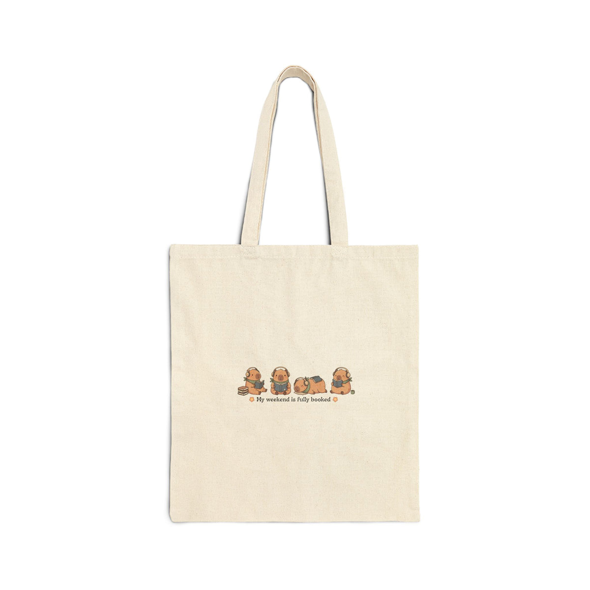 "Cozy Capybara Fully Booked" Canvas Tote Bag