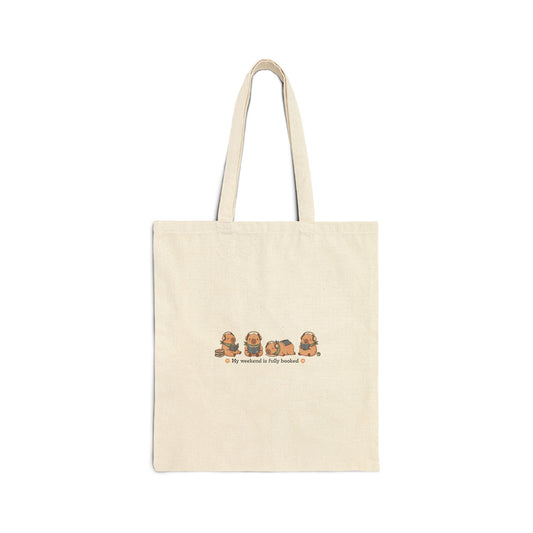 "Cozy Capybara Fully Booked" Canvas Tote Bag