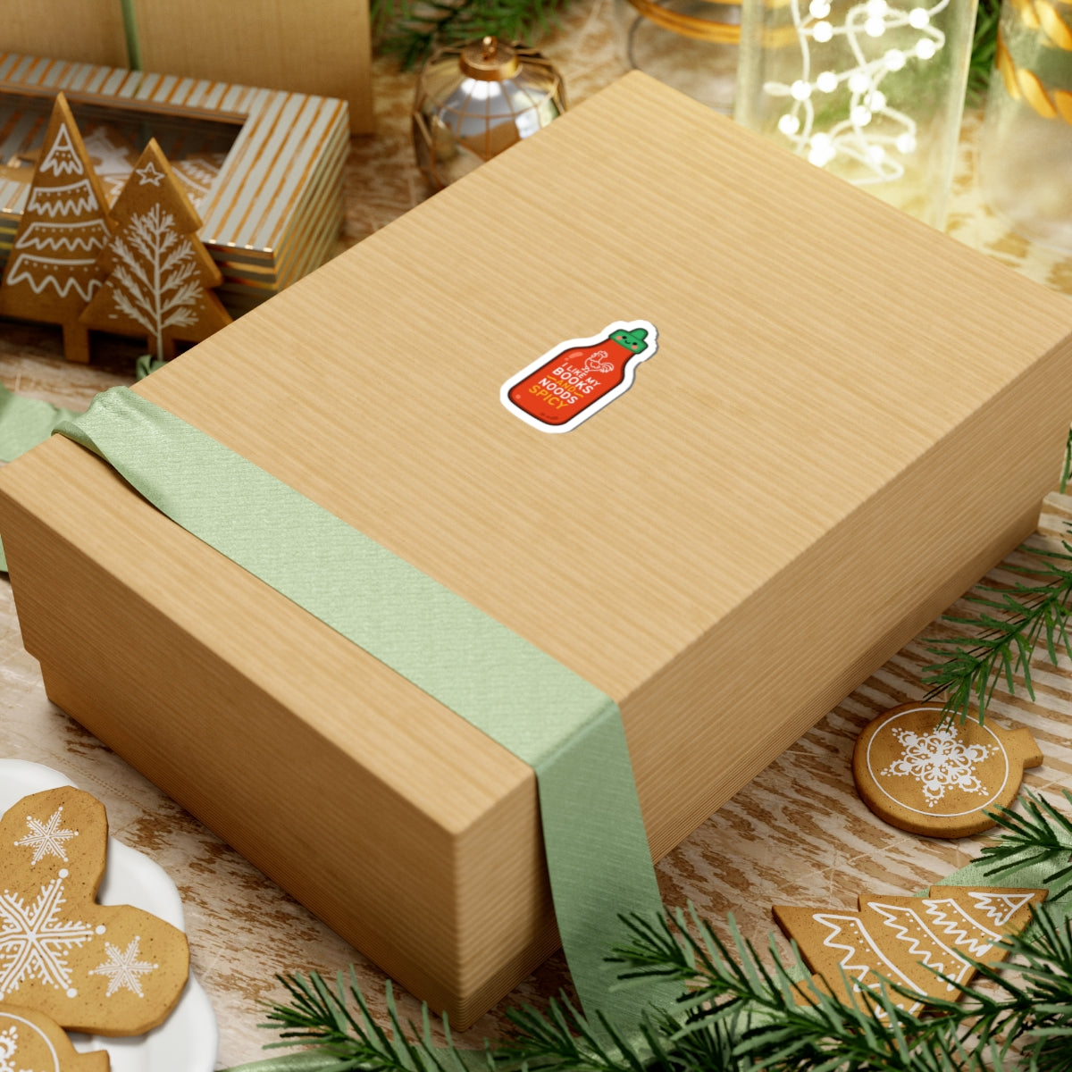 Spicy Sriracha Sticker — "Books & Noods"